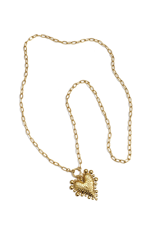 Gelaagde ketting met chunky hart charm