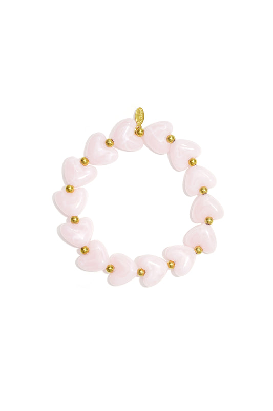 Elastieken hartjes kralenarmband