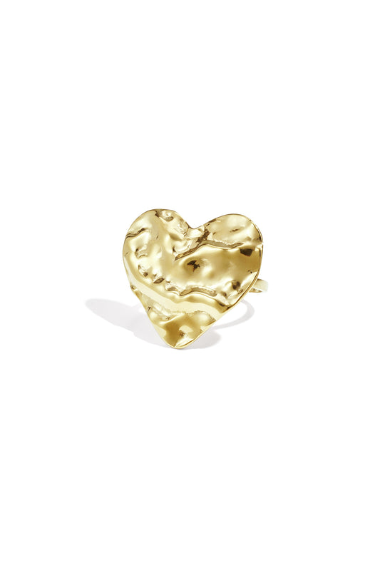 Statement ring gestructureerd hart